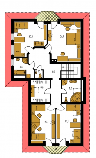 Mirror image | Floor plan of second floor - ELEGANT 160